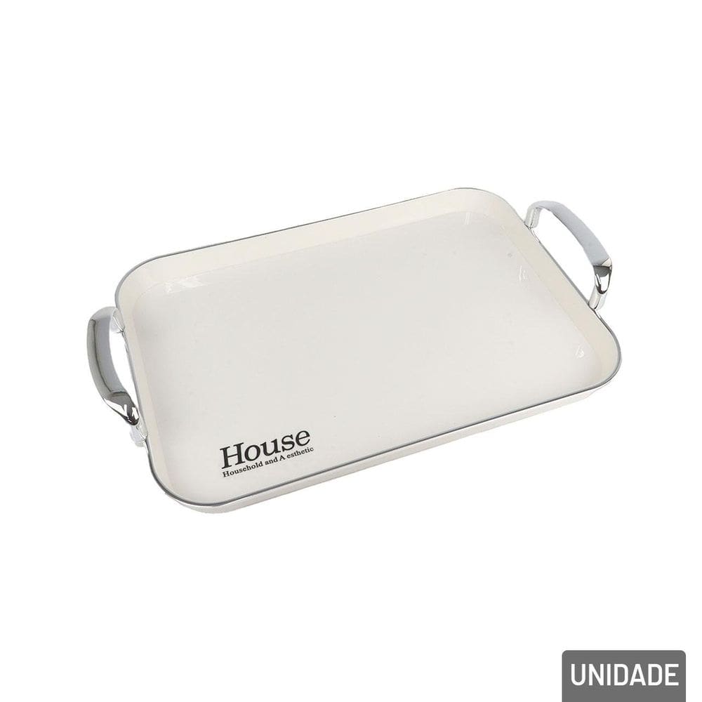 Bandeja de Plástico 42x26cm Retangular com Alças - Tudo em Caixa