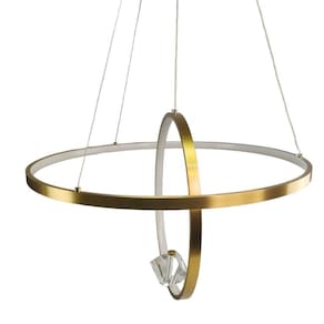 Luminaria Lustre 2 Aneis Arco Planeta Luxo Diamante Infinito Sala Quarto Design Moderno Ca
