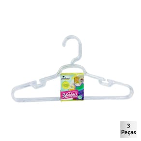 Cabide de Plástico 3 Peças Infantil Cristal - Tudo em Caixa
