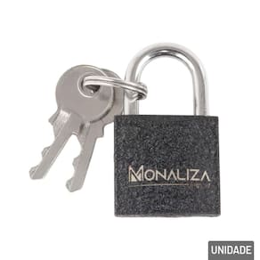 Cadeado 25mm com 2 Chaves Haste Curta Preto - Tudo em Caixa