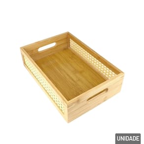 Bandeja de Madeira 33x22cm Retangular Multiuso - Tudo em Caixa