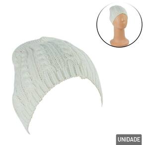 Touca Adulto Poliéster Crochet Branca Acrílico - Tudo em Caixa