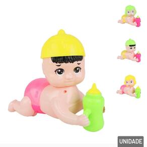 Bebê de Plástico à Corda Articulado Color - Tudo em Caixa