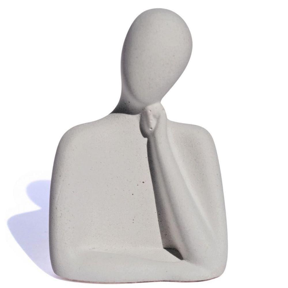 Estátua Decorativa Família Mãe 8cm Em Cimento Artesanal Cinza