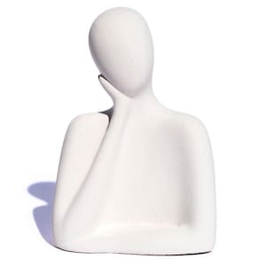 Estátua Artesanal Família Pai 9 Cm Em Cimento Branco