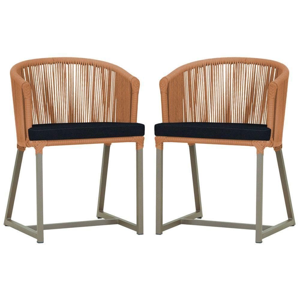 2 Cadeiras De Jantar Noronha Fendi Corda Náutica E12 Trama Terra Cota