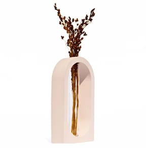 Vaso Decorativo Solitário Janela 16,5cm Artesanal Em Cimento Palha
