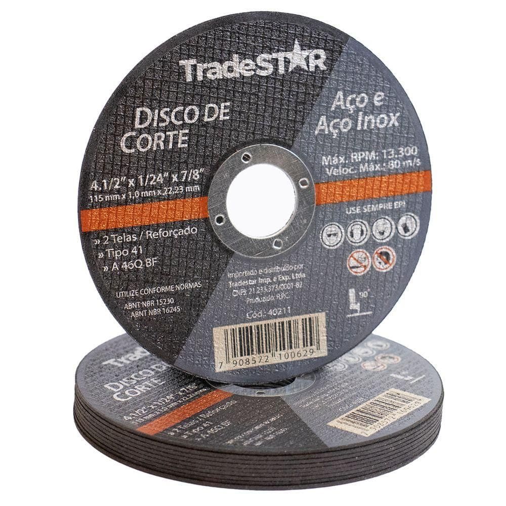 Disco Corte Fino Inox 4.1-2 X 1,0 Esmerilhadeira 100 Peças
