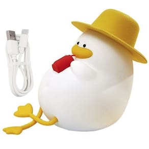 Luminaria Abajur Mesa Patinho Fofo Touch Muda De Cor Silicone Anti Alergico USB Recarregavel
