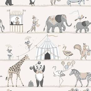 Papel De Parede Just 4 Kids Animais Circenses G56547 - Rolo 10m X 0,52m