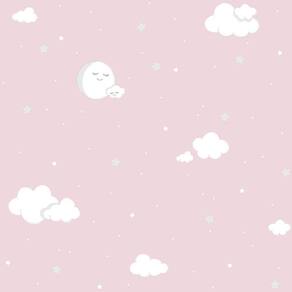Papel De Parede Lullaby Lua Cheia Rosa 2212 - Rolo 10m X 0,53m