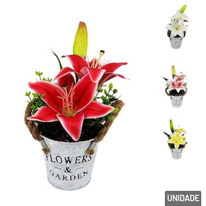 Vaso Decorativo de Alumínio 25cm Planta com Alçass - Tudo em Caixa