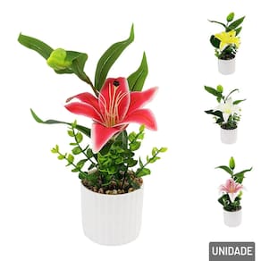 Vaso Decorativo de Plástico 30cm Planta com Pedras - Tudo em Caixa