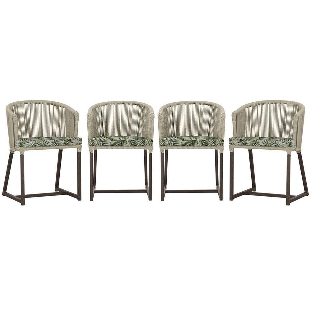 4 Cadeiras De Jantar Noronha Marrom Corda Náutica E5 Trama Rami