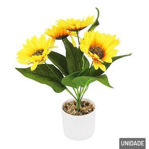 Vaso Decorativo de Plástico 30cm Girassóis Pedras - Tudo em Caixa