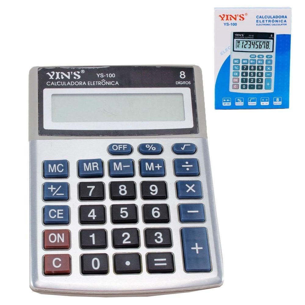 Calculadora de Mesa 8 Dígitos Cinza - Tudo em Caixa