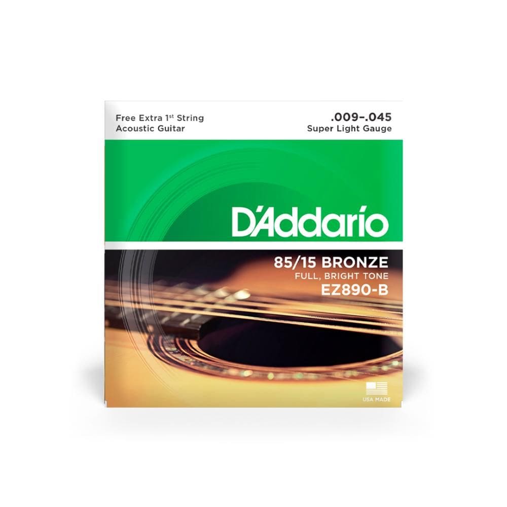 Cordas Para Violão Aço D Addario Bronze 85/15 Ez890-b .009-.045 Com Corda Extra Pl009 [F108]