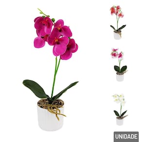 Vaso Decorativo de Plástico 30cm com Flores Color - Tudo em Caixa