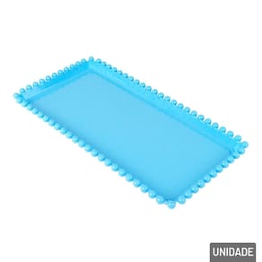 Bandeja Decorativa de Plástico 13x25,5cm Azul - Tudo em Caixa