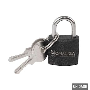 Cadeado 21mm com 2 Chaves Haste Curta Preto - Tudo em Caixa