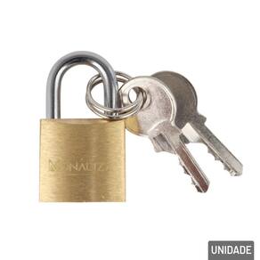 Cadeado 20mm com 2 Chaves Haste Curta Bronze - Tudo em Caixa
