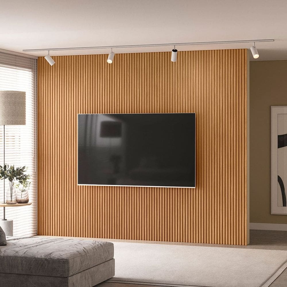 Painel Ripado 3.0 Para Tv até 75 com 2,50 x 2,97  Emily-Nature Fosco - EdeCasaMoveis