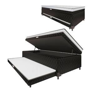 Cama Box Baú com Colchão de Molas Ensacadas acoplado e Auxiliar de Espuma Lyon Solteiro 88cm