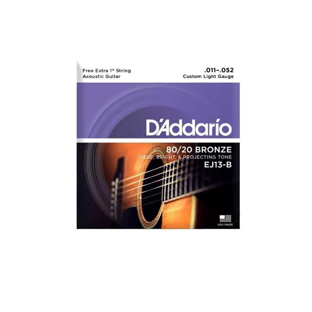 Cordas Para Violão Aço D Addario Bronze 80/20 Ej13-b+pl011 011&quot; 052&quot; Corda Extra Pl010 [F108]
