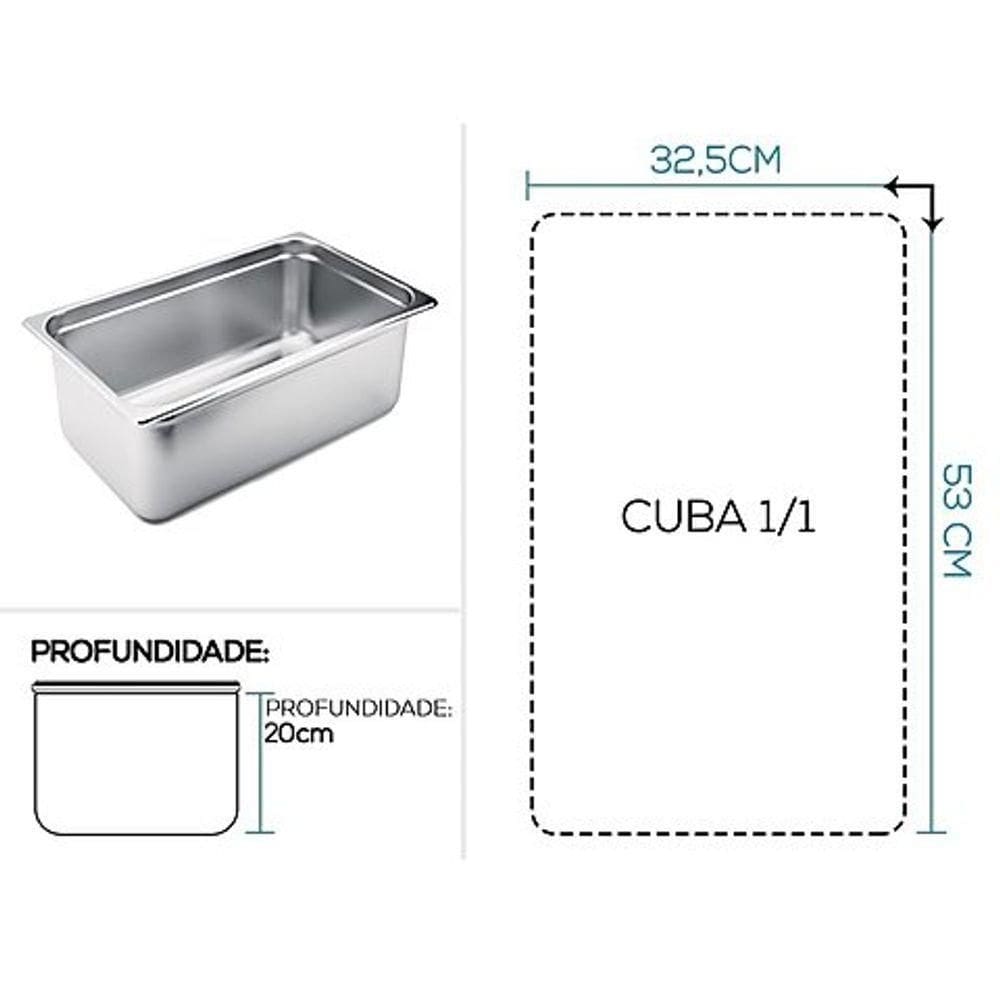Cuba Gastronomica Inox Gn 1-1 X 200mm (530x325mm) - Brasinox