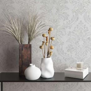 Papel De Parede Up To Date Damask Cinza 34813