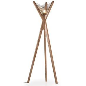 Luminária Fulô Ozki 153 Cm (altura) Madeira Eucalipto Cedro Corda Couro Reconstituído