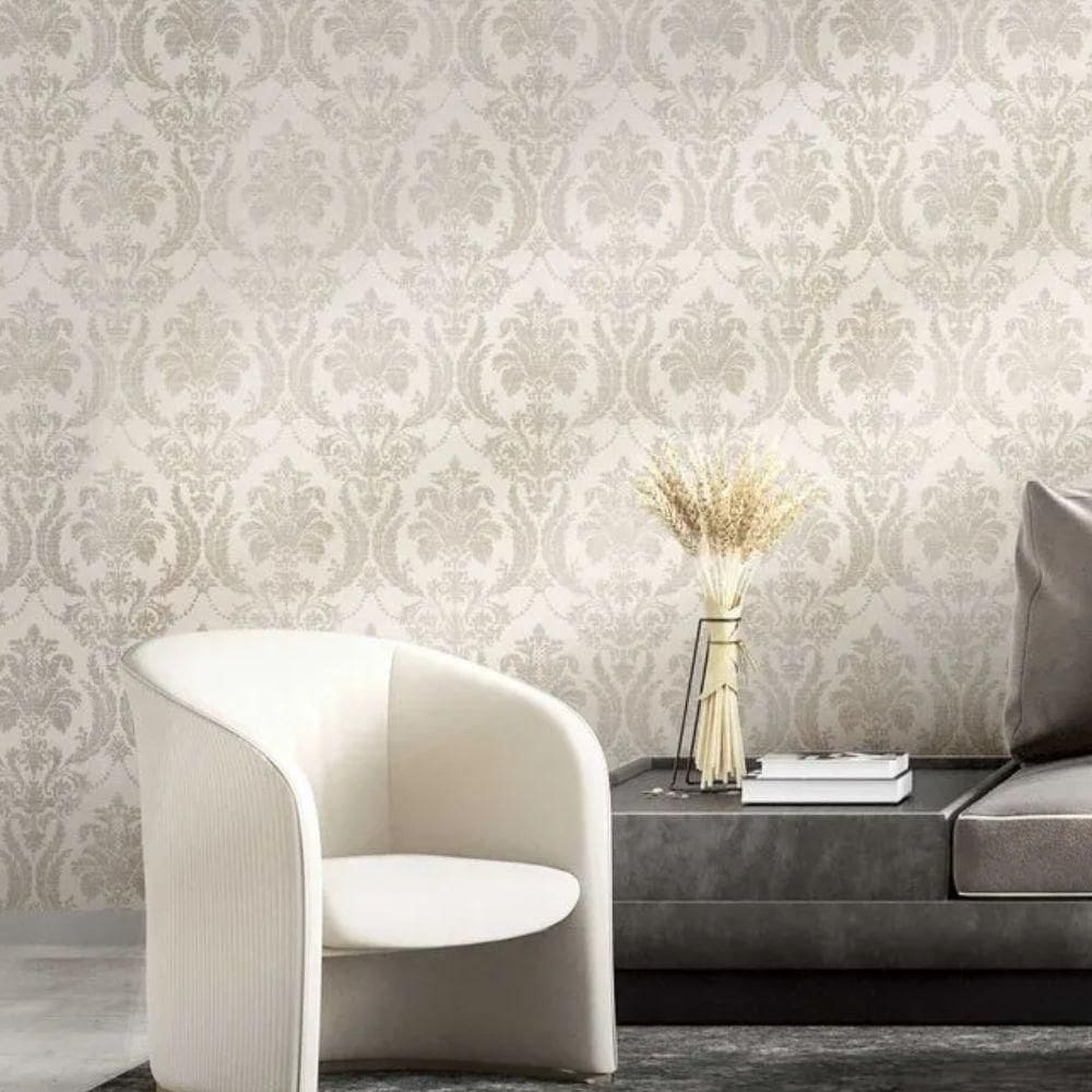 Papel De Parede Thema Damask Bege 28803