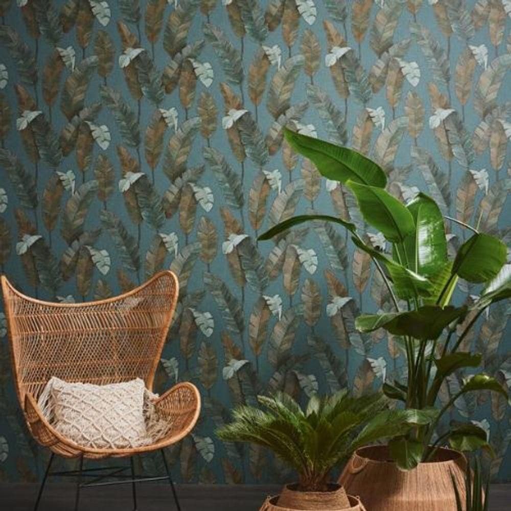 Papel De Parede Metropolitan Stories 3 Folhagem Azul 392183ms