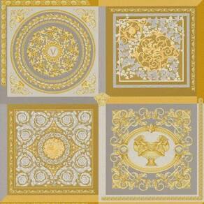 Papel De Parede Versace V Arabesco Amarelo 387045