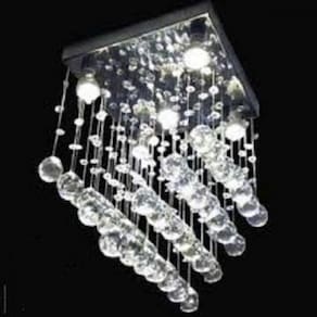 Lustre Para Sala, Quarto, Hall, Cozinha, Em Cristal K9 Base 30x30 50cm