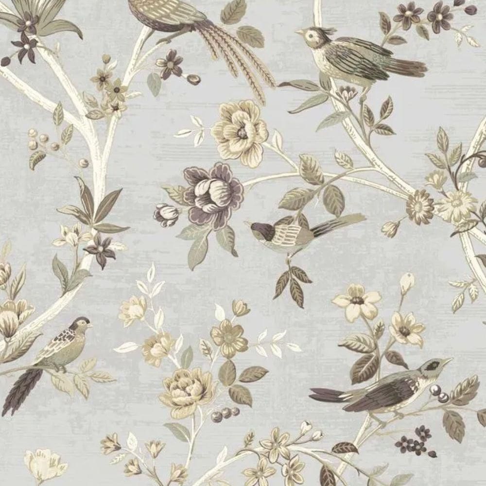 Papel De Parede Thema Folhagem Cinza 28845
