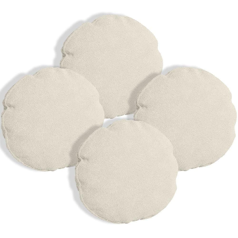 Kit 4 Capas Para Almofada Redonda Veludo 40x40cm - 7 Decor Bege