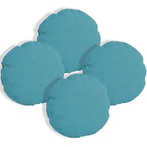 Kit 4 Capas Para Almofada Redonda Boucle 40x40cm - 7 Decor Azul Turquesa