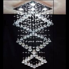 Lustre Para Sala, Quarto, Cozinha, Sala De Jantar, Hall, Em Cristal Base 30x30 90cm