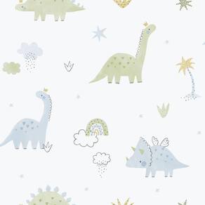 Papel De Parede Enzo Dino Azul E Verde 283-2