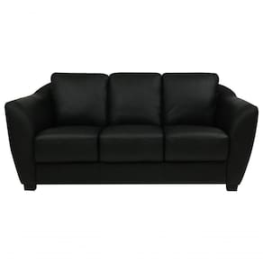 Sofá De Couro Baltic 3 Lugares Preto Pigmentado - Mempra