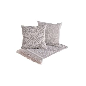 Kit Peseira Grécia 5 Peças King 60% Algodão 40% Poliéster Tecido Jacquard Acompanha Almofadas Cheias - Cáqui