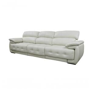 Sofá Retrátil E Reclinável De Couro Filipinas (3 Módulos) 3,60 M Off White - Mempra Design