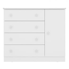 Cômoda Infantil Doce Sonho Com 1 Porta E 4 Gavetas Qmovi Branco