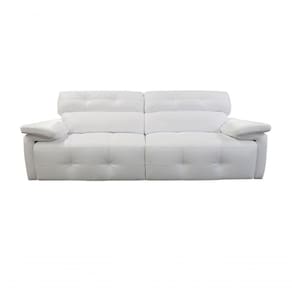 Sofá Retrátil E Reclinável De Couro Queen 2,60 M Branco Pigmentado - Mempra Design