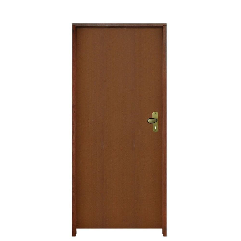 Kit Porta Lisa Padrão Imbuia 92 X 2.10 Batente Ecológico 11cm Fechadura Interna Lado Esquerdo - Hale