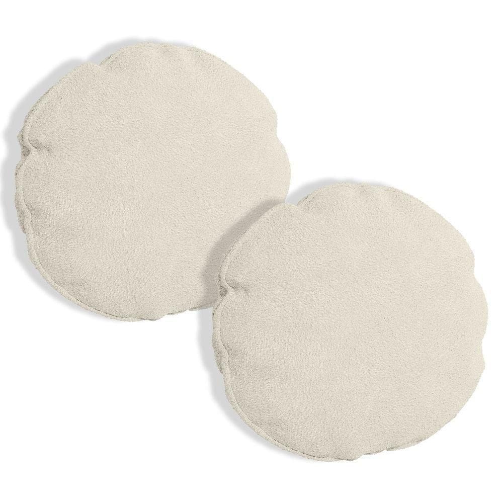 Kit 2 Capas Para Almofada Redonda Boucle 40x40cm - 7 Decor Bege