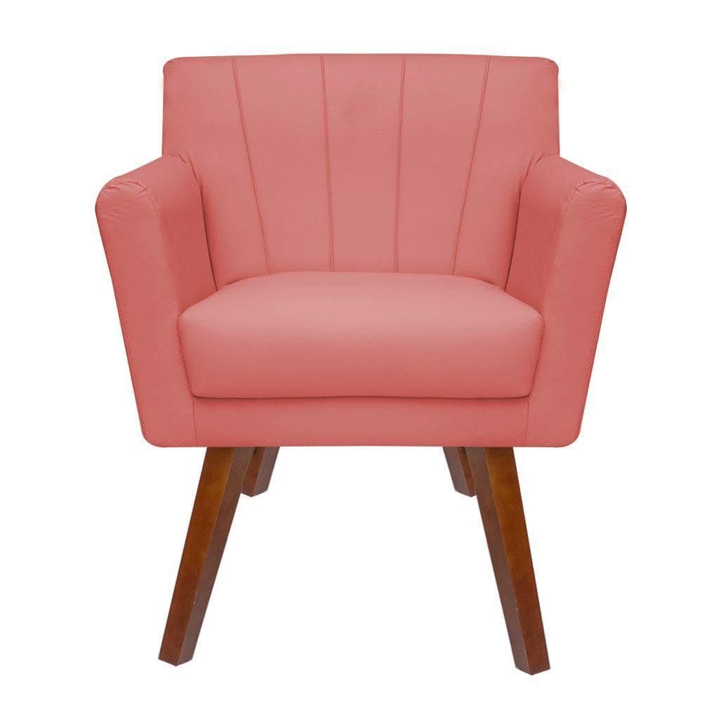Poltrona Decorativa Clinicas Iza Pés Quadrados Dritex suede Rose