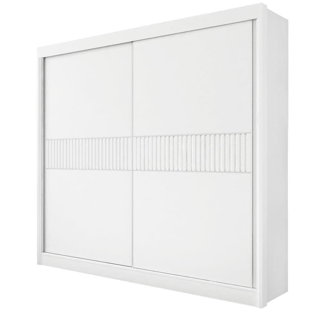 Guarda Roupa Casal Cancun Ripado 2 Portas 6 Gavetas Com Pés - D` Doro Branco/ripado