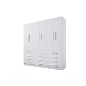 Guarda Roupa Casal 6 Portas 12 Gavetas Com Pés Mônaco Plus D` Doro Branco